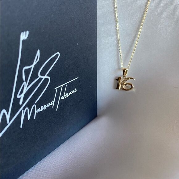14k Solid Gold Sweet 16 Charm | Sweet 16 Jewelry | Real Gold Pendant | Birthday - Picture 7 of 8
